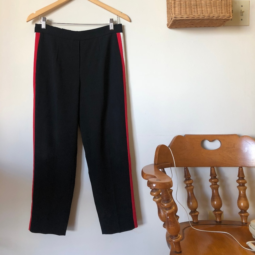 Aritzia Black Pants with Red Stripe